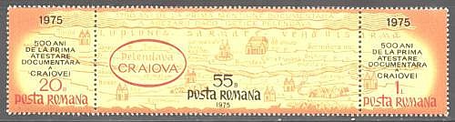 1975 - 1750ani Palendava, 500 ani Craiova, triptic neuzat